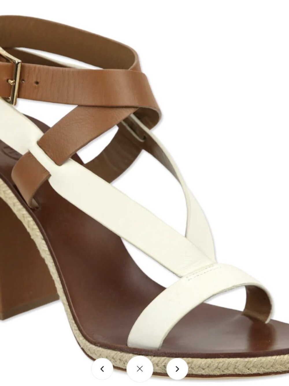 Tory Burch Marbella Brown/Ivory Leather Ankle Strap Espadrille Sandal - Picture 7 of 12